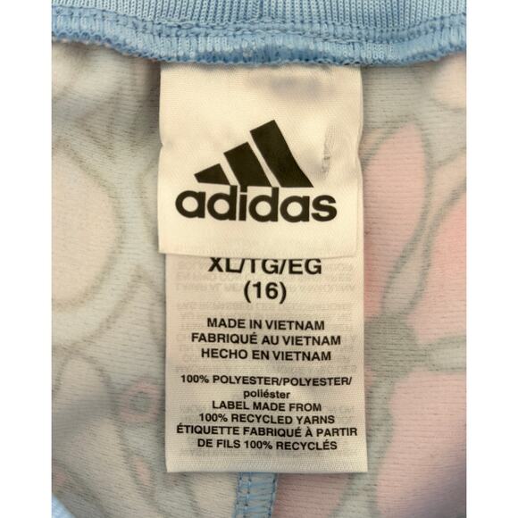 Adidas Floral Track Pant Joggers Blue Clear Sky Girls XL (16) Retro Athletic - Picture 8 of 11